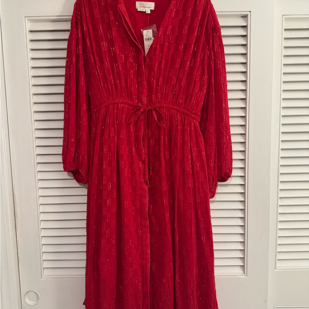 Anthropologie Vibrant Red Dress
